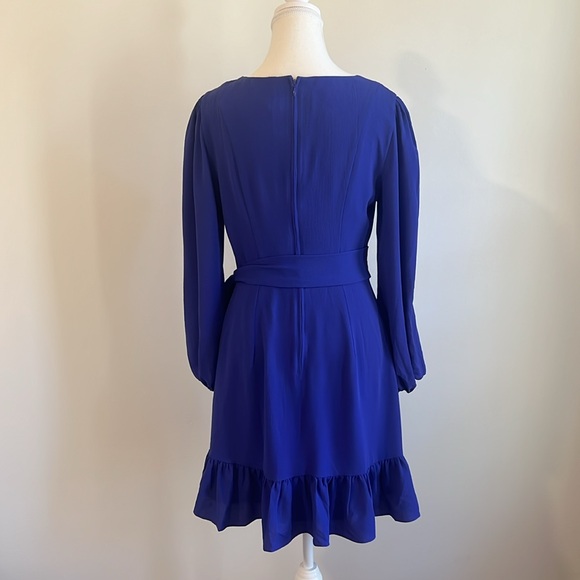 Lilly Pulitzer, long sleeve blue dress wrap skirt - Picture 4 of 8